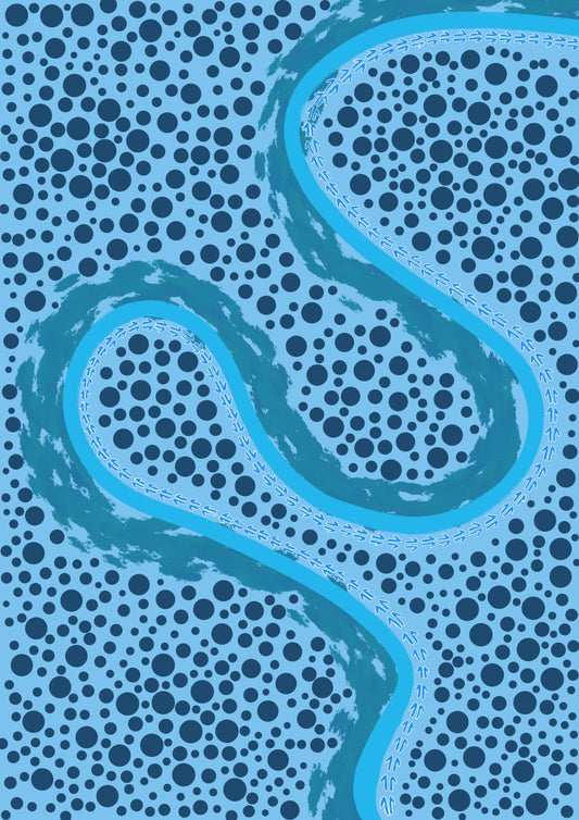 Buru Wandering (Blue) A3 Framed Digital Art